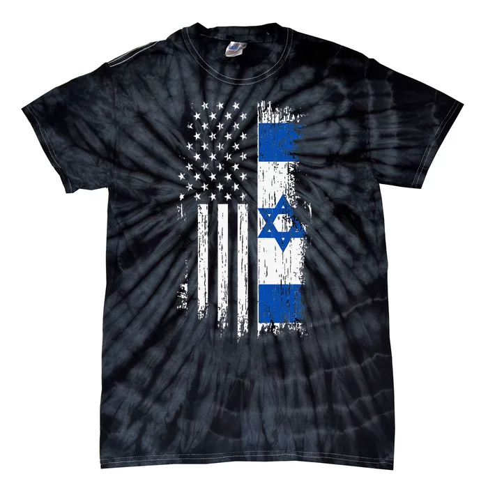 Israeli American Flag Pride Israel USA Tie-Dye T-Shirt