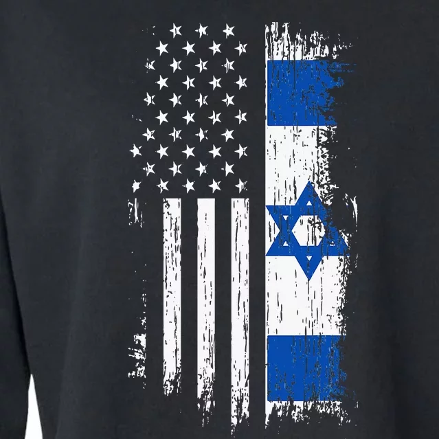 Israeli American Flag Pride Israel USA Cropped Pullover Crew