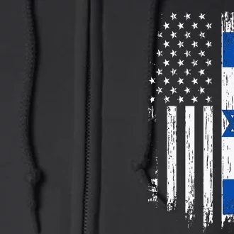 Israeli American Flag Pride Israel USA Full Zip Hoodie