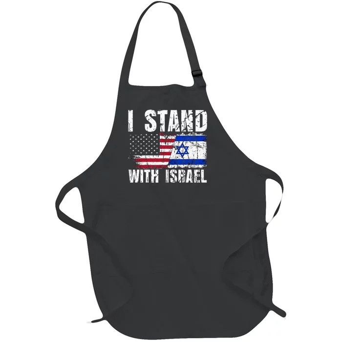 Israeli American Flag Pride Israel USA Star of Jerusalem Full-Length Apron With Pocket