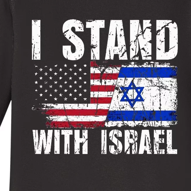 Israeli American Flag Pride Israel USA Star of Jerusalem Baby Long Sleeve Bodysuit