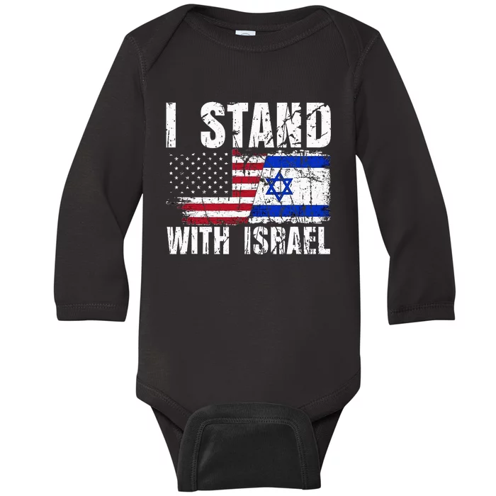 Israeli American Flag Pride Israel USA Star of Jerusalem Baby Long Sleeve Bodysuit