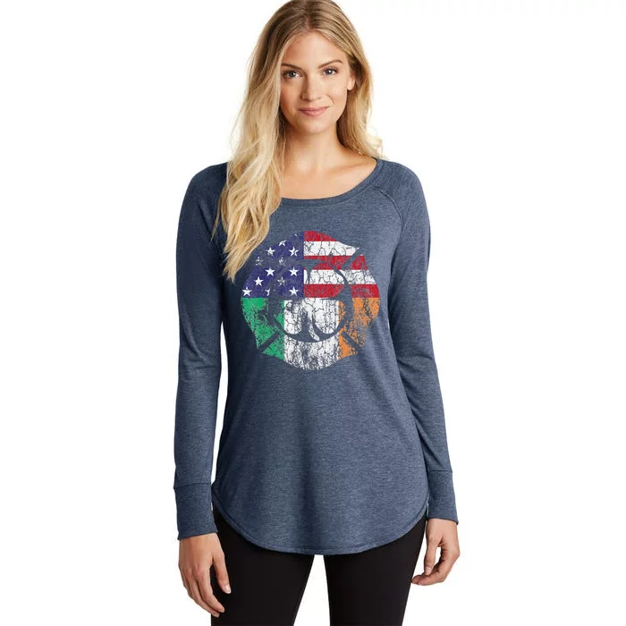 Irish American Flag Ireland Flag ST PATRICKS DAY Firefighter Women's Perfect Tri Tunic Long Sleeve Shirt