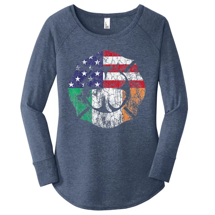 Irish American Flag Ireland Flag ST PATRICKS DAY Firefighter Women's Perfect Tri Tunic Long Sleeve Shirt