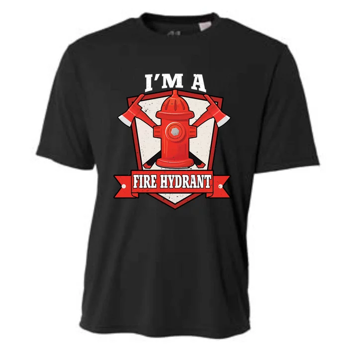 Im A Fire Hydrant Funny Halloween Firefighter Costume Gift Cooling Performance Crew T-Shirt