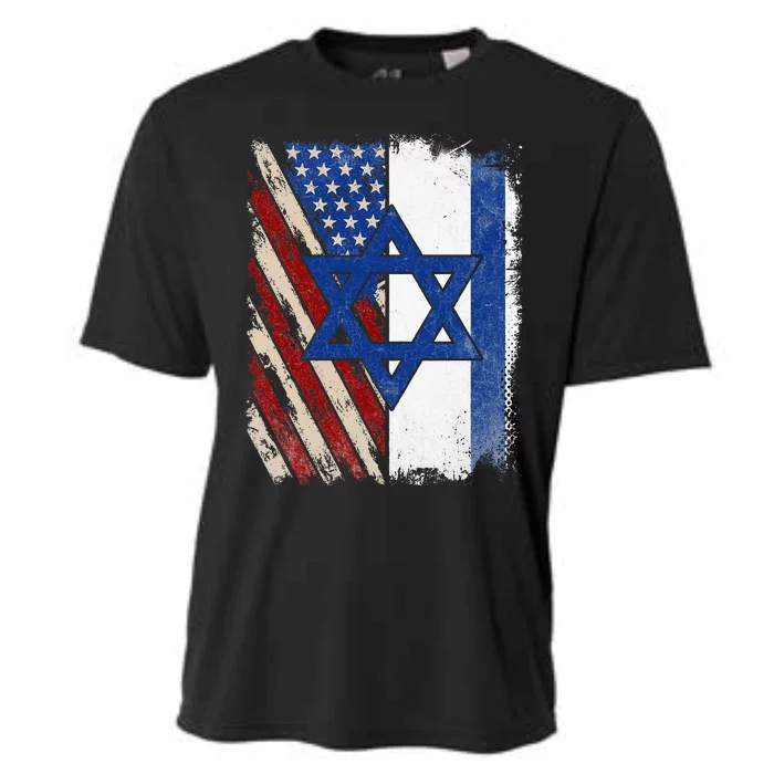 Israeli American Flag Pride Israel USA Cooling Performance Crew T-Shirt