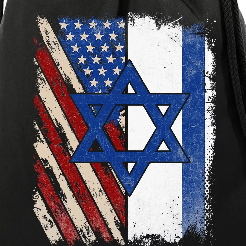 Israeli American Flag Pride Israel USA Drawstring Bag