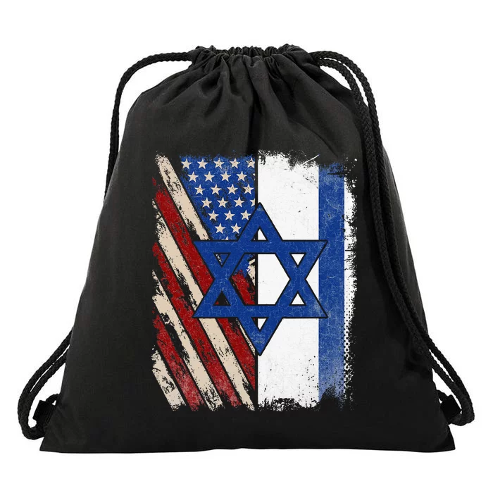 Israeli American Flag Pride Israel USA Drawstring Bag