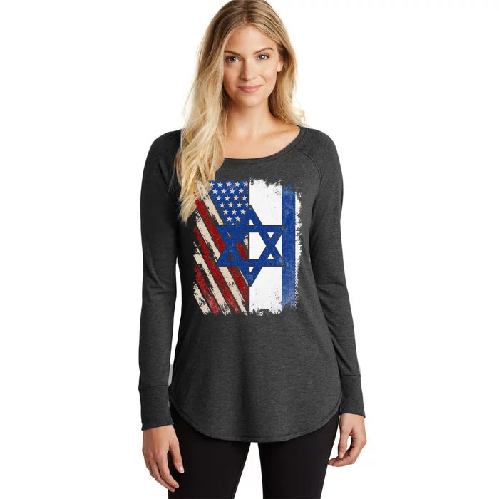 Israeli American Flag Pride Israel USA Women's Perfect Tri Tunic Long Sleeve Shirt