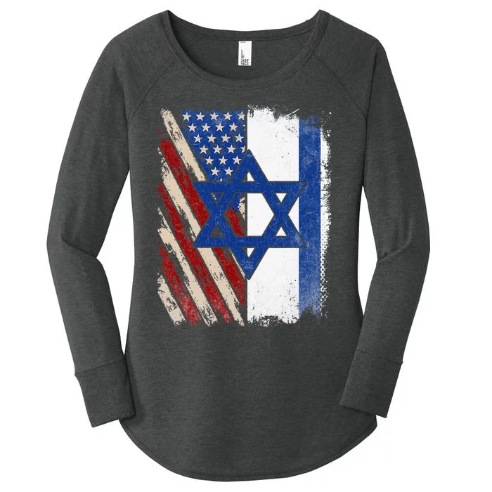 Israeli American Flag Pride Israel USA Women's Perfect Tri Tunic Long Sleeve Shirt