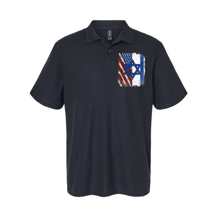 Israeli American Flag Pride Israel USA Softstyle Adult Sport Polo