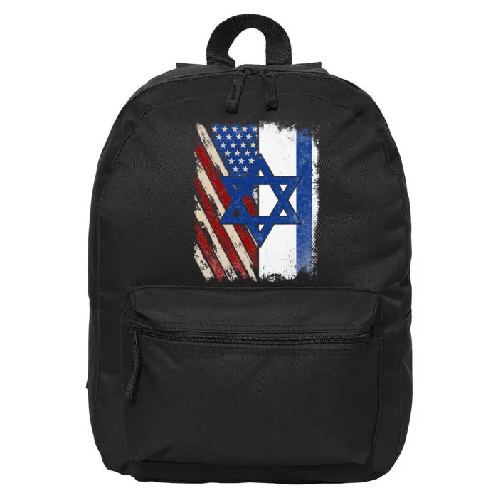 Israeli American Flag Pride Israel USA 16 in Basic Backpack