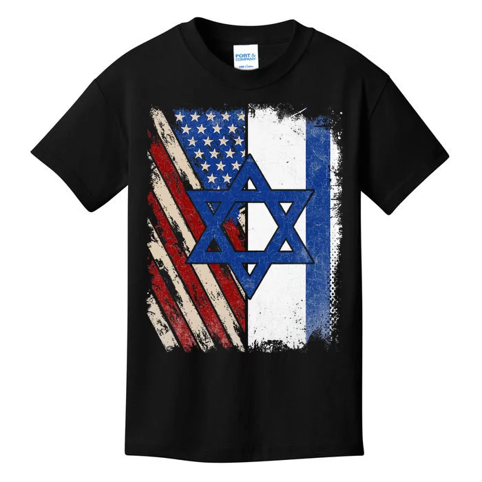 Israeli American Flag Pride Israel USA Kids T-Shirt