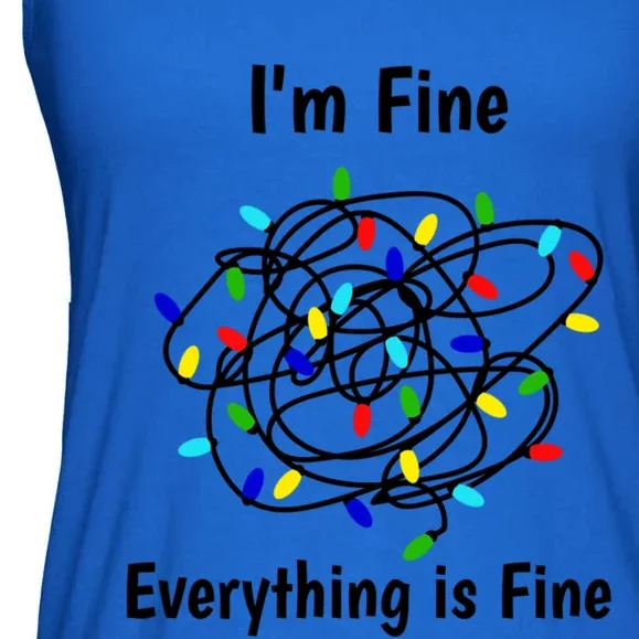 I Am Fine Everything Is Fine Tangled Christmas Lights Cute Gift Ladies Essential Flowy Tank