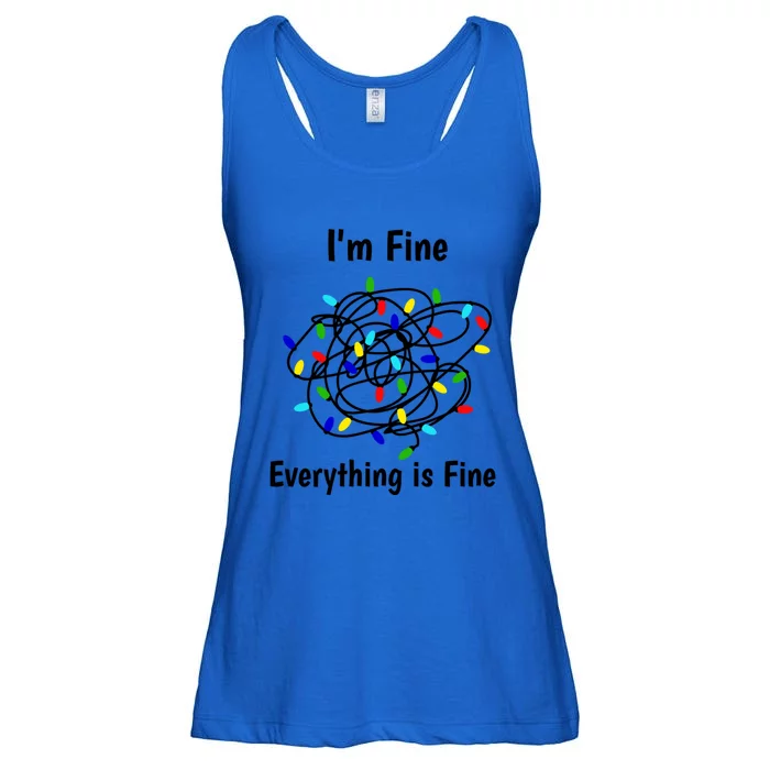 I Am Fine Everything Is Fine Tangled Christmas Lights Cute Gift Ladies Essential Flowy Tank