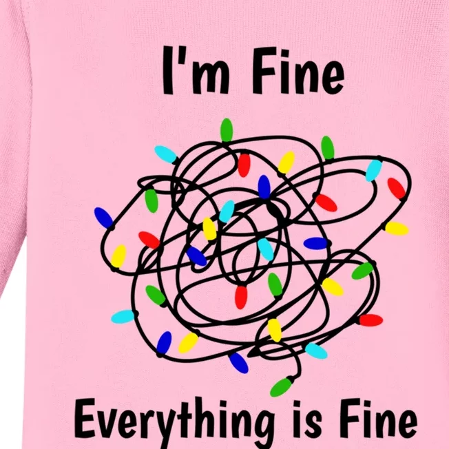 I Am Fine Everything Is Fine Tangled Christmas Lights Cute Gift Baby Long Sleeve Bodysuit