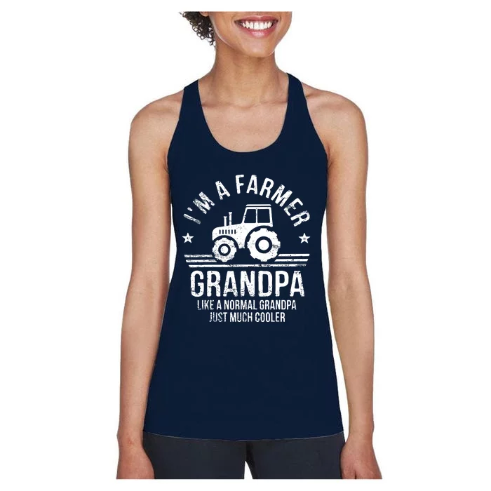 Im A Farmer Grandpa Rancher Gifts Tractor Farm Farming Women's Racerback Tank