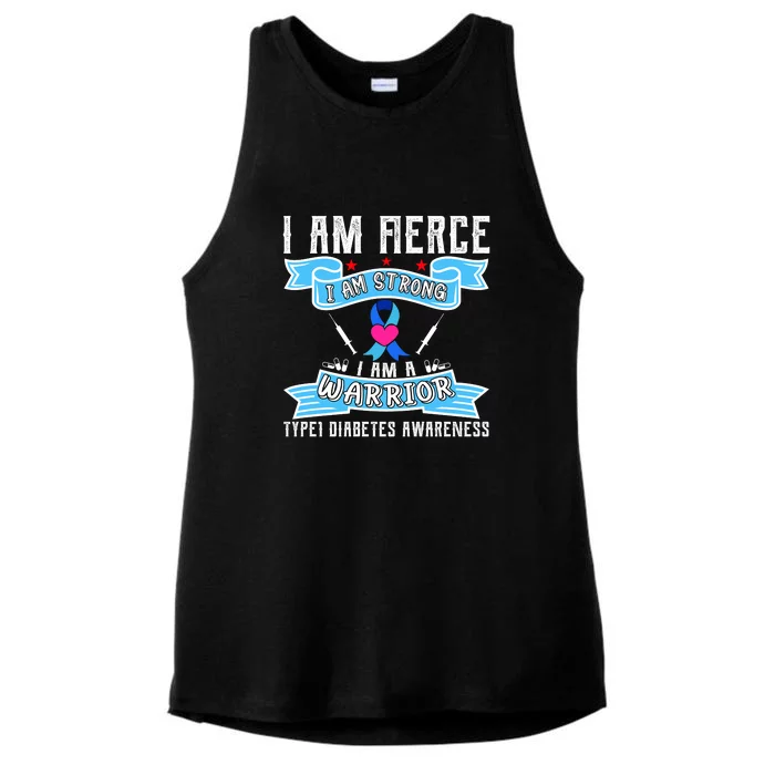 I Am Fierce Strong A Warrior Type 1 Diabetes Awareness Ladies Tri-Blend Wicking Tank