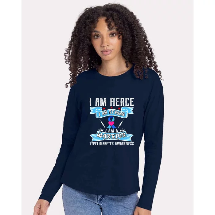 I Am Fierce Strong A Warrior Type 1 Diabetes Awareness Womens Cotton Relaxed Long Sleeve T-Shirt