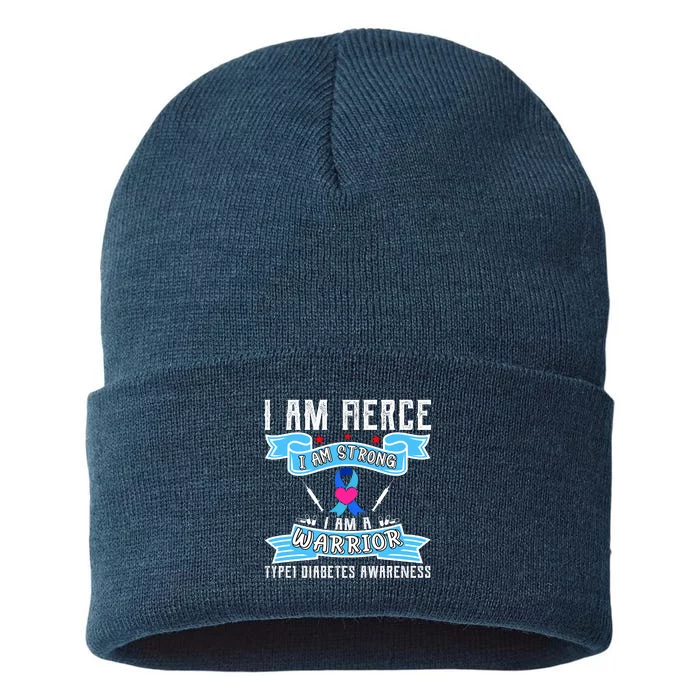 I Am Fierce Strong A Warrior Type 1 Diabetes Awareness Sustainable Knit Beanie