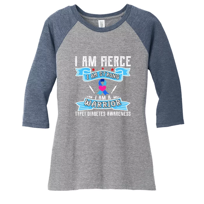 I Am Fierce Strong A Warrior Type 1 Diabetes Awareness Women's Tri-Blend 3/4-Sleeve Raglan Shirt