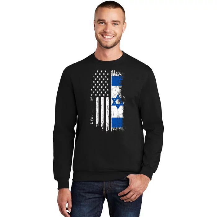 Israeli American Flag Pride Israel Usa Tall Sweatshirt