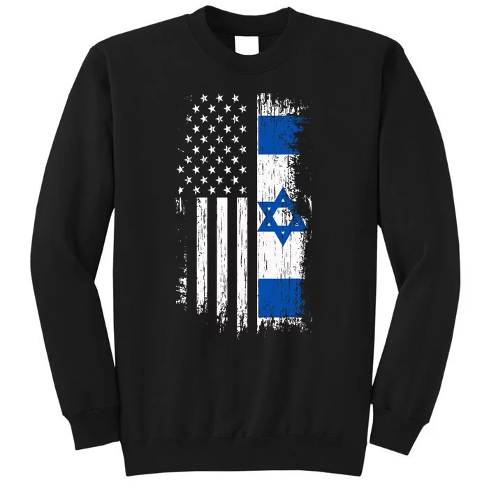 Israeli American Flag Pride Israel Usa Tall Sweatshirt