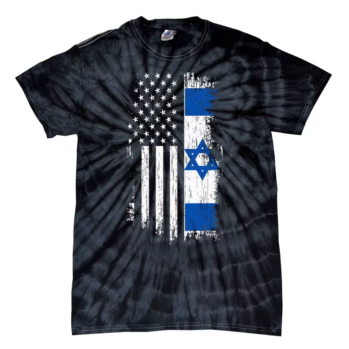 Israeli American Flag Pride Israel Usa Tie-Dye T-Shirt