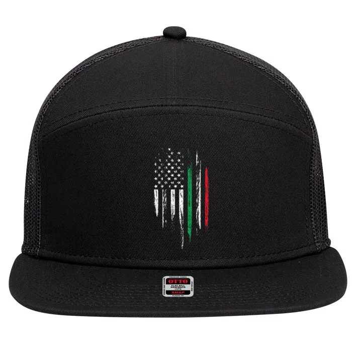 Italian American Flag Combo Italy USA Italia Patriotic Gift 7 Panel Mesh Trucker Snapback Hat