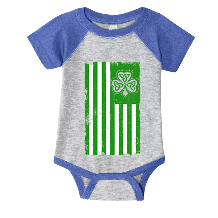 Irish American Flag Usa Flag Celtic Cross St Patrick's Day Meaningful Gift Infant Baby Jersey Bodysuit