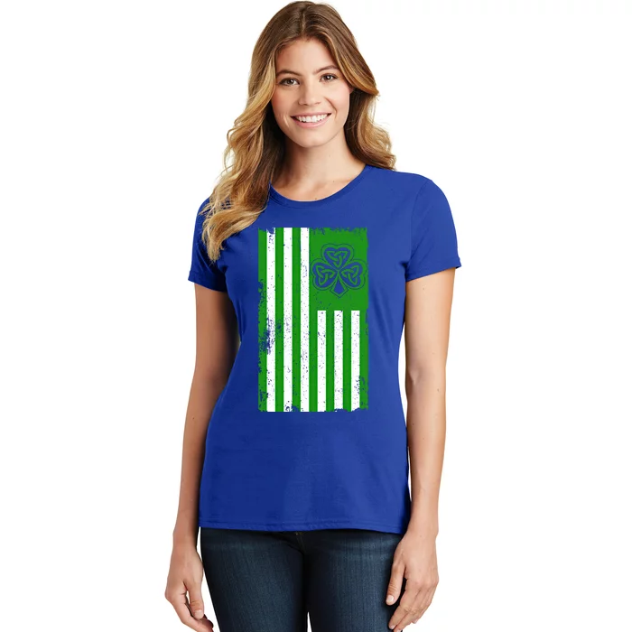 Irish American Flag Usa Flag Celtic Cross St Patrick's Day Meaningful Gift Women's T-Shirt