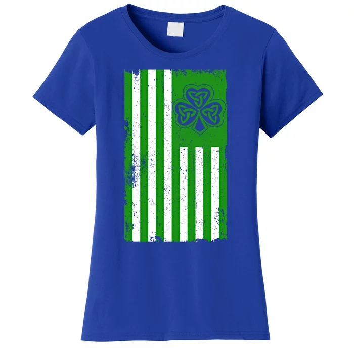 Irish American Flag Usa Flag Celtic Cross St Patrick's Day Meaningful Gift Women's T-Shirt