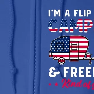 I’m A Flip Flops Camping Freedom Kind Of American Flag Gift Full Zip Hoodie