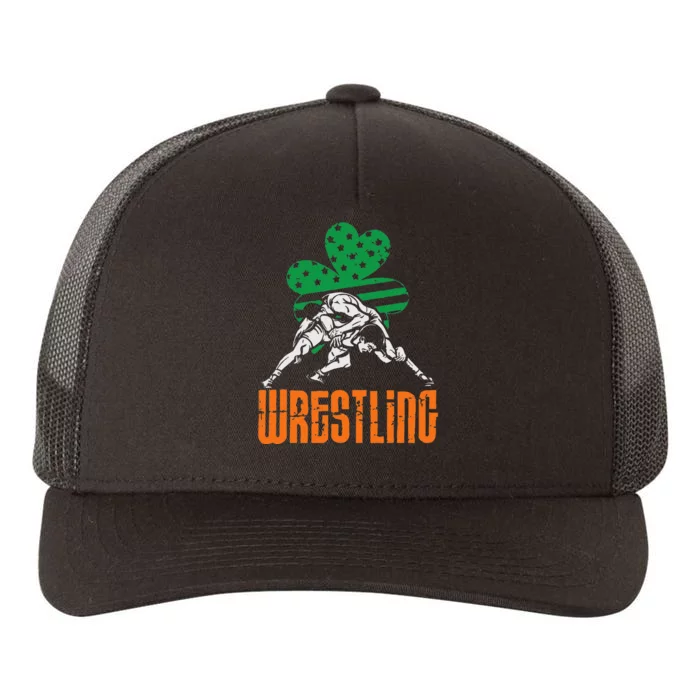 Irish American Flag Shamrock Wrestling St. Patricks Day Yupoong Adult 5-Panel Trucker Hat