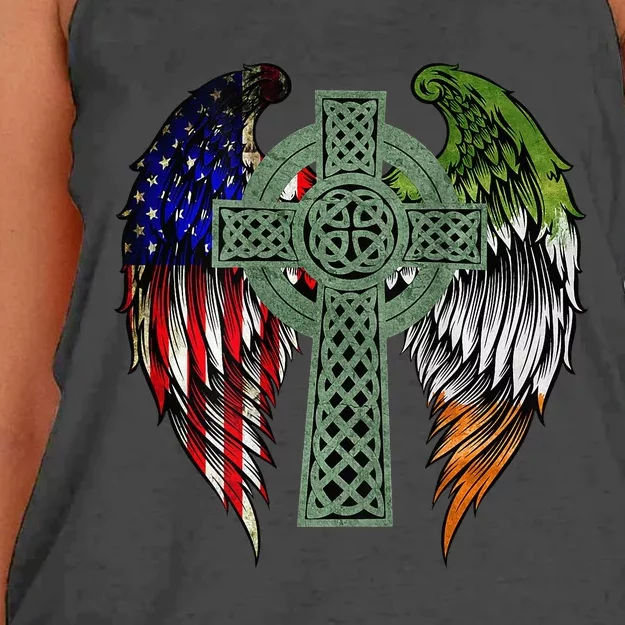 Irish American Flag Ireland Flag green St Patricks Day Women's Knotted Racerback Tank