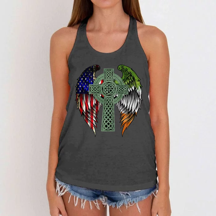 Irish American Flag Ireland Flag green St Patricks Day Women's Knotted Racerback Tank