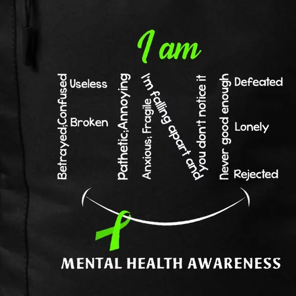 I Am Fine Mental Health Awareness Ribbon Green Daily Commute Backpack