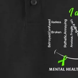 I Am Fine Mental Health Awareness Ribbon Green Dry Zone Grid Performance Polo