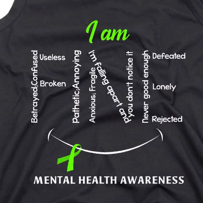 I Am Fine Mental Health Awareness Ribbon Green Tank Top