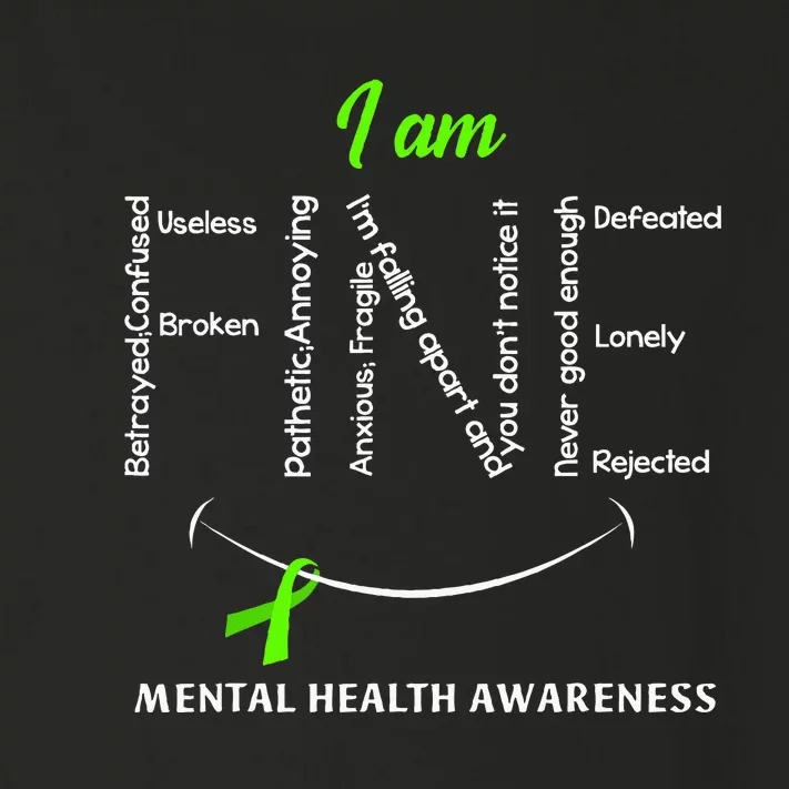 I Am Fine Mental Health Awareness Ribbon Green Toddler Long Sleeve Shirt