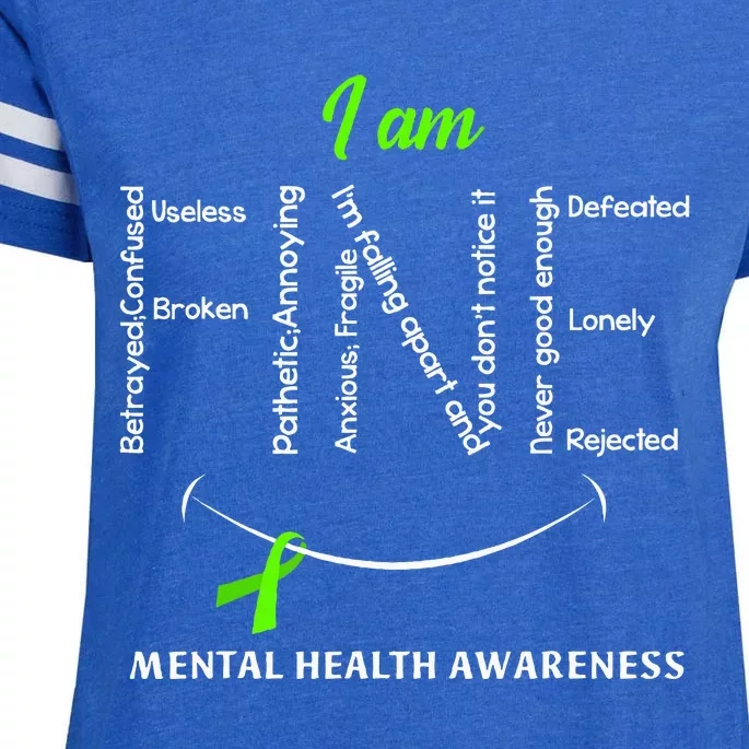 I Am Fine Mental Health Awareness Ribbon Green Enza Ladies Jersey Football T-Shirt