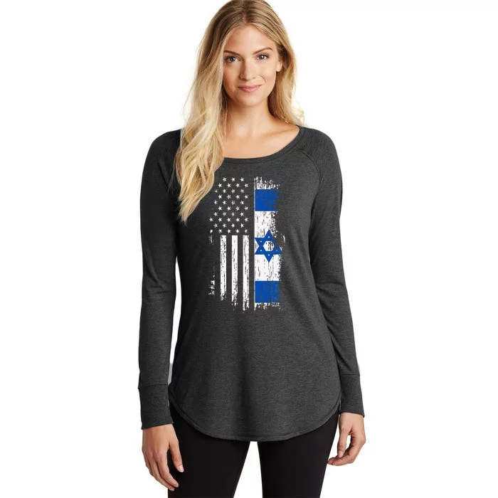 Israeli American Flag Pride Israel USA Patriotic Americans Women's Perfect Tri Tunic Long Sleeve Shirt