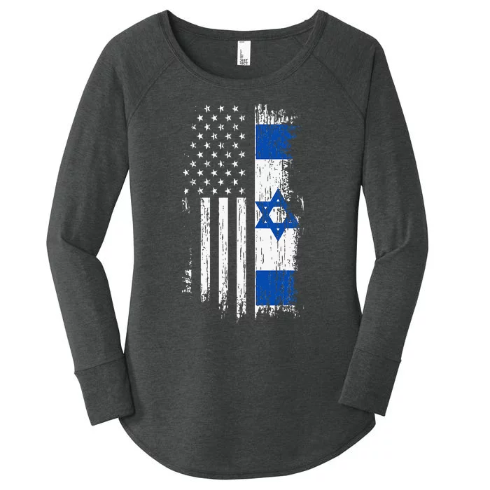 Israeli American Flag Pride Israel USA Patriotic Americans Women's Perfect Tri Tunic Long Sleeve Shirt