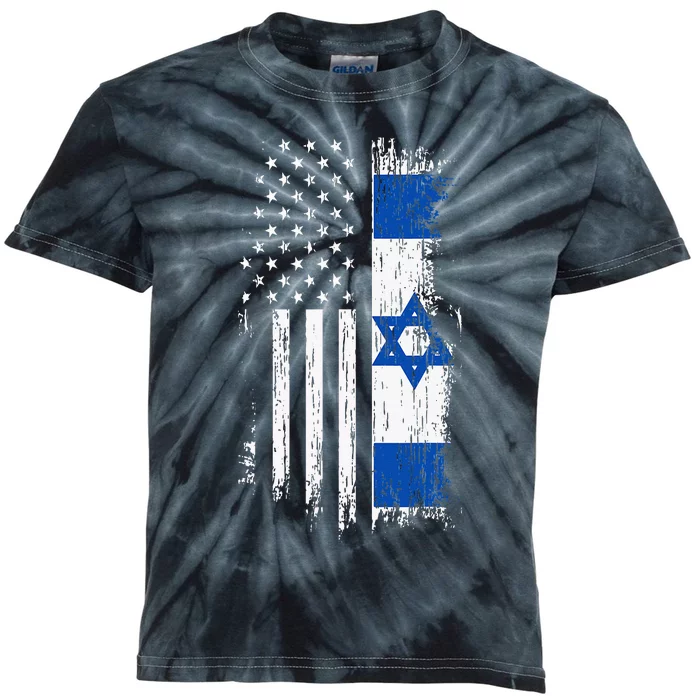 Israeli American Flag Pride Israel USA Patriotic Americans Kids Tie-Dye T-Shirt