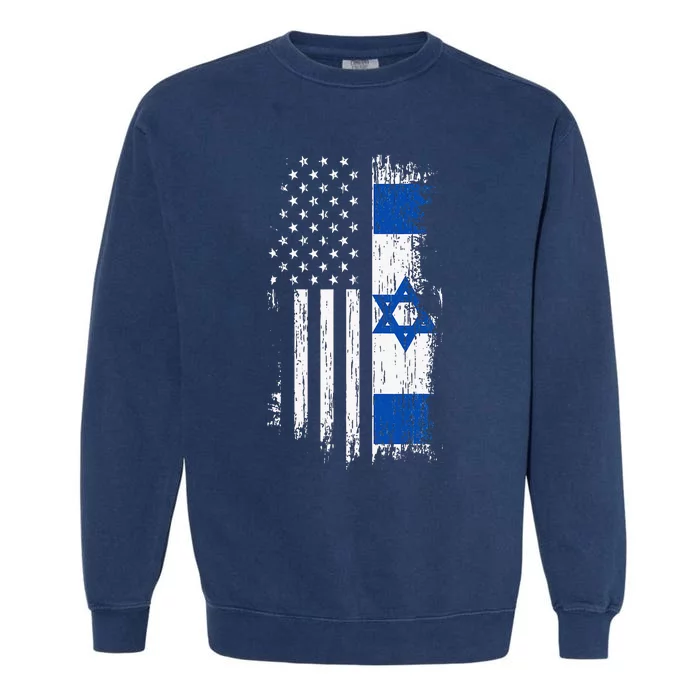 Israeli American Flag Pride Israel USA Patriotic Americans Garment-Dyed Sweatshirt