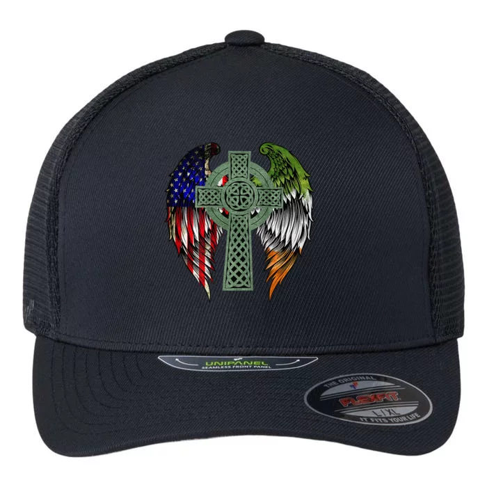 Irish American Flag Ireland Flag St Patricks Day Back Flexfit Unipanel Trucker Cap