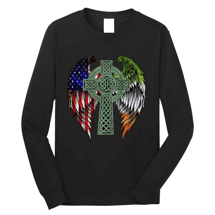 Irish American Flag Ireland Flag St Patricks Day Back Long Sleeve Shirt