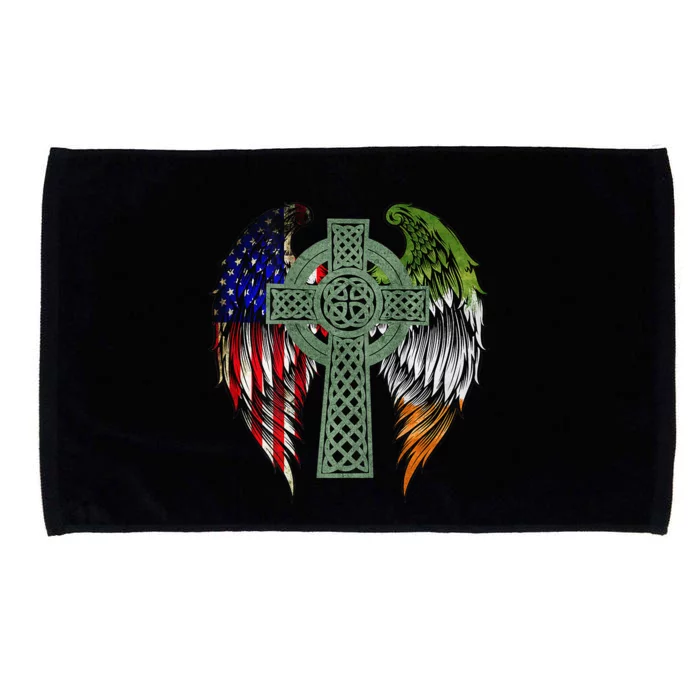 Irish American Flag Ireland Flag St Patricks Day Back Microfiber Hand Towel