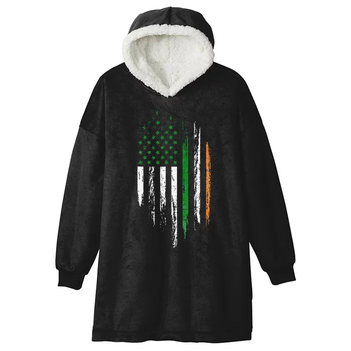 Irish American Flag Ireland Flag St Patricks Day Lucky Hooded Wearable Blanket