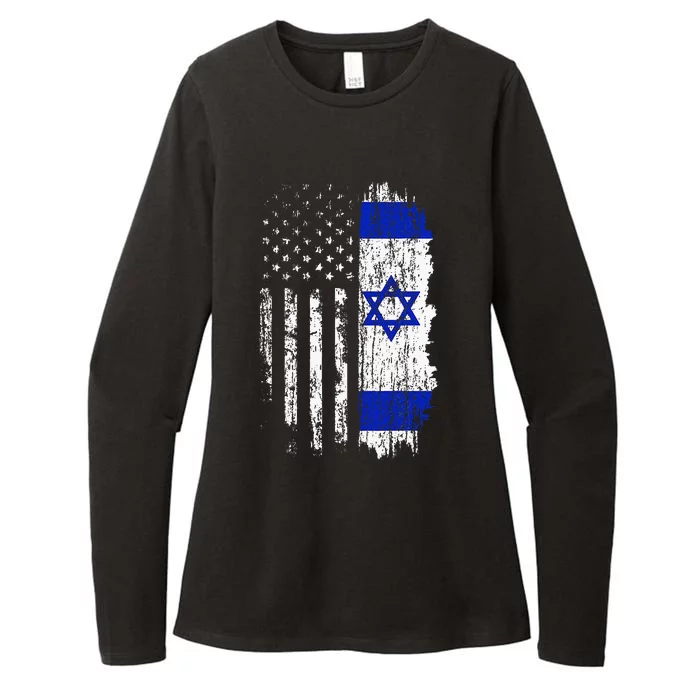 Israeli American Flag Pride Israel USA Israeli Womens CVC Long Sleeve Shirt